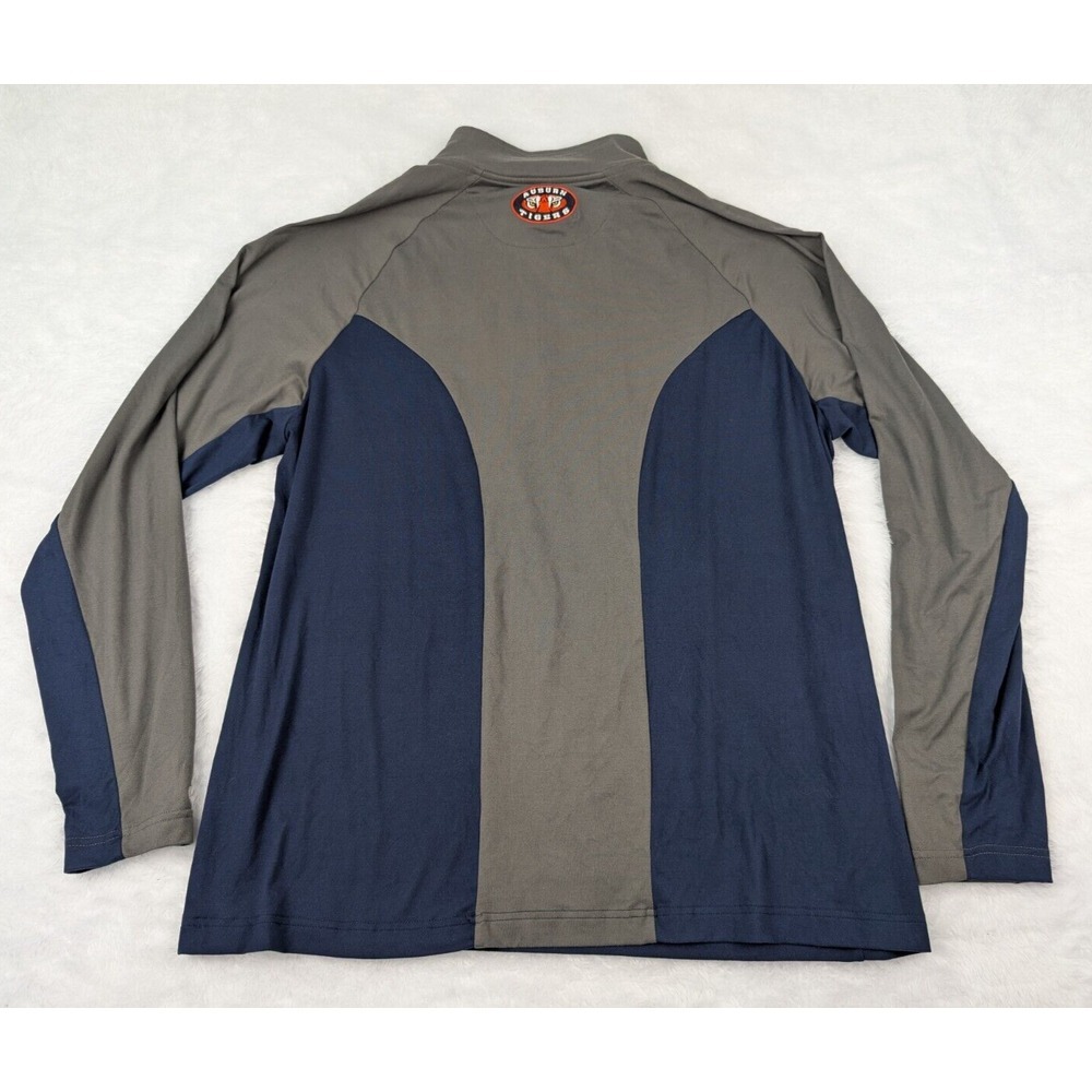 Auburn Tigers‎ 1/4 Zip Pullover Men's L Gray Blue Stretch Poly Blend Long Sleeve - Picture 6 of 7